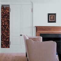 A living room painted belmont gray (DC-26)