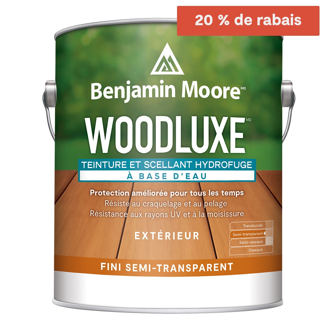 Teinture et scellant d'extérieur hydrofuge à base d’eau Woodluxe - Fini semi-transparent Teinture et scellant d'extérieur hydrofuge à base d’eau Woodluxe - Fini semi-transparent