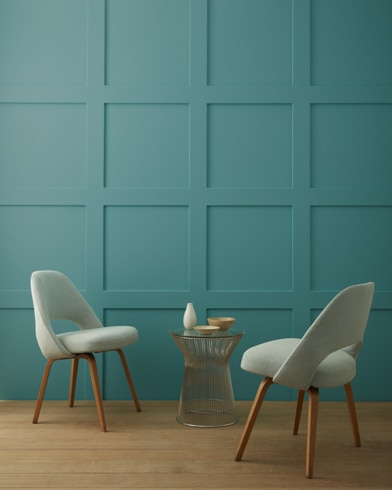 Painted wall with Mayo Teal CW-570