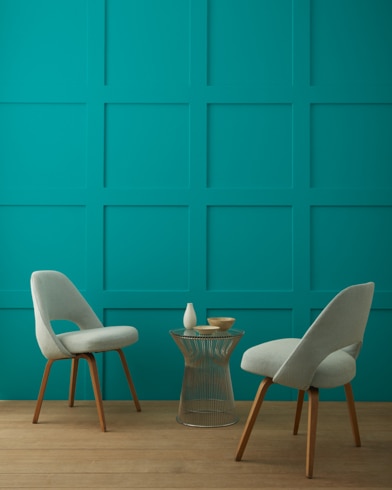Painted wall with Tropical Teal 734