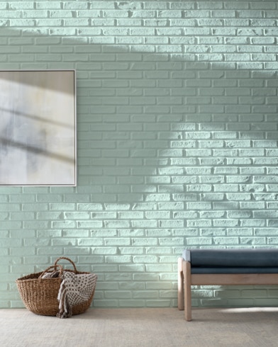 Painted wall with Lakeshore Green 848