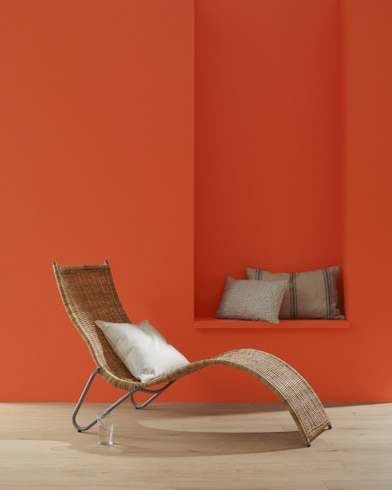 Painted wall with Fireball Orange 2170-10