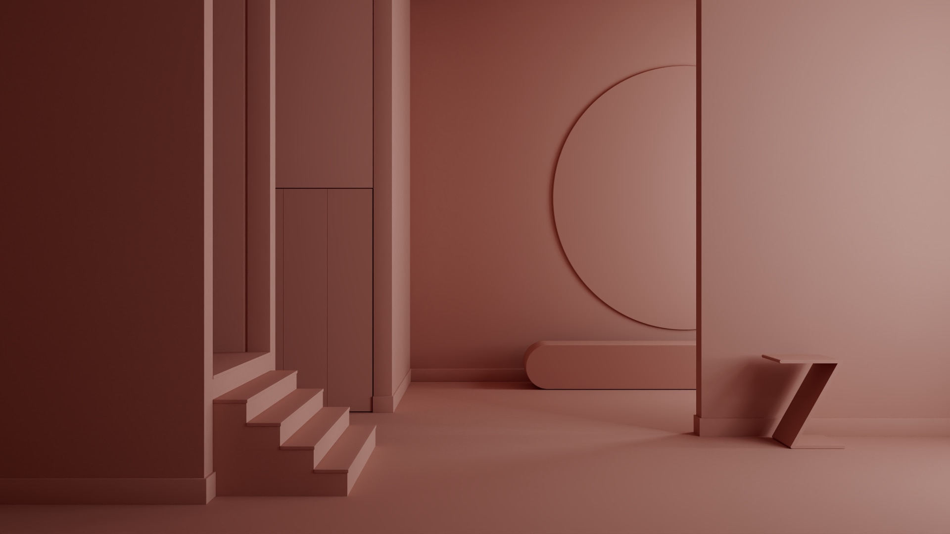 Rosy Peach 2089-20 in ambient light — Benjamin Moore lighting study